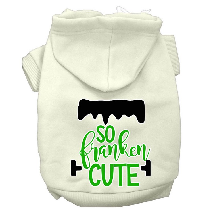 So Franken Cute Screen Print Dog Hoodie Cream XS